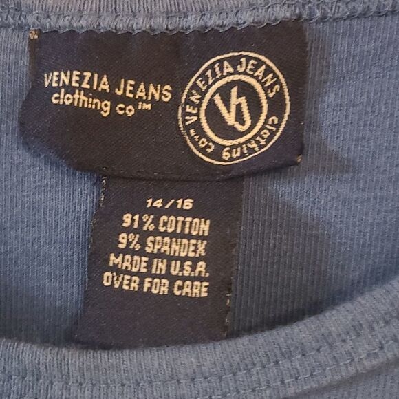 Venezia Jeans Clothing Co Ladies/Women's Size 14/16 Blue Long Sleeved Tee Shirt - Picture 2 of 3